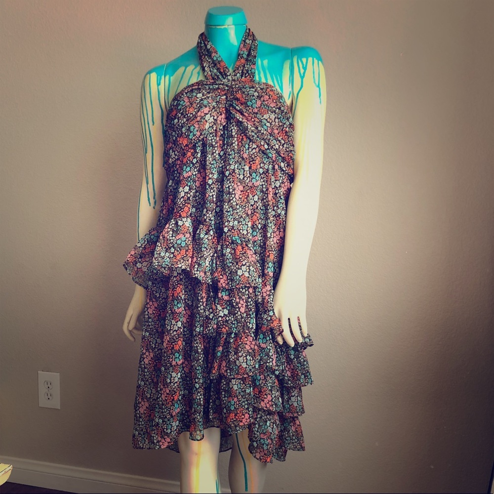 NWOT Shulami Floral Tiered Halter Dress, size L